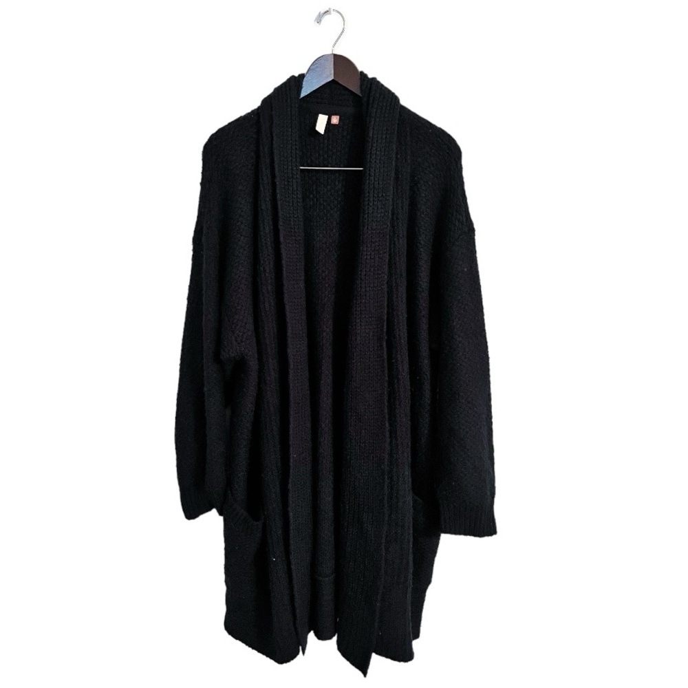 Anthropologie Pilcro Black Eyelash Open Chunky Knit Long Sleeve Cardigan Sweater